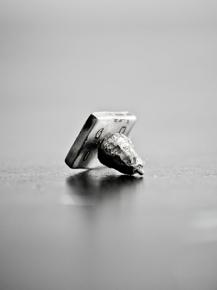 GUIDI<br> Silver x Black Diamond Horse Leather Detail Square Earrings G-OR02 BLKT