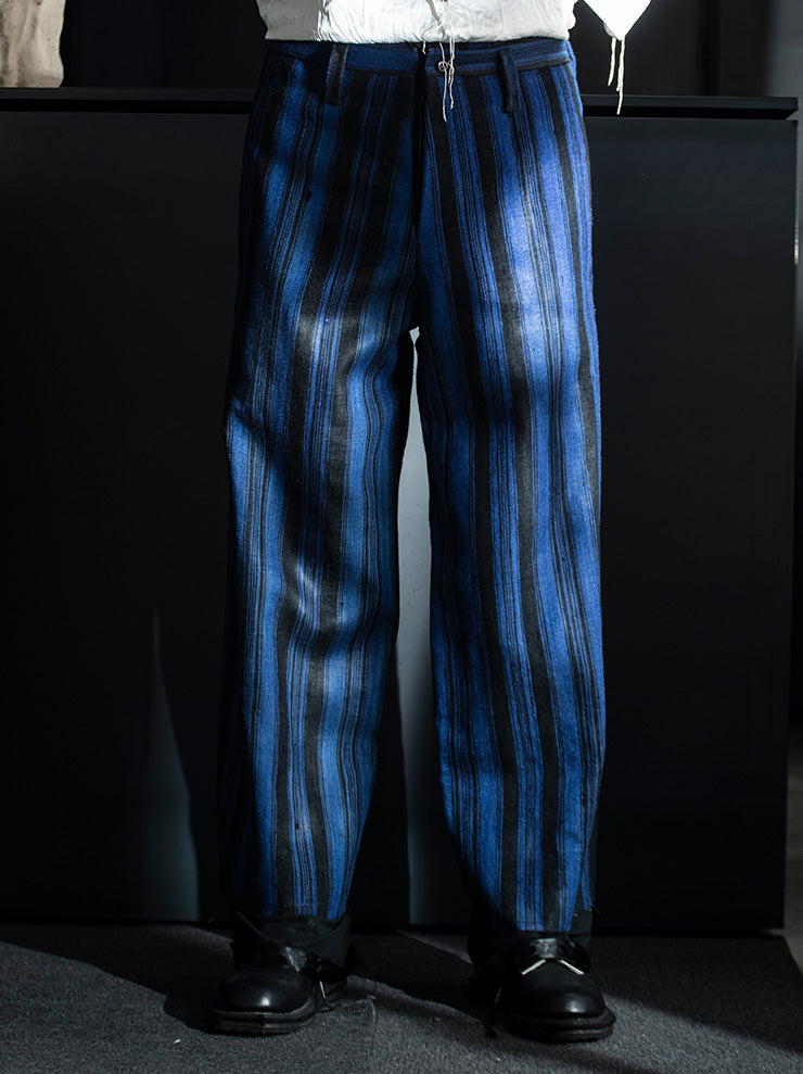 OLUBIYI THOMAS<br> Striped wide pants / Blue & Black