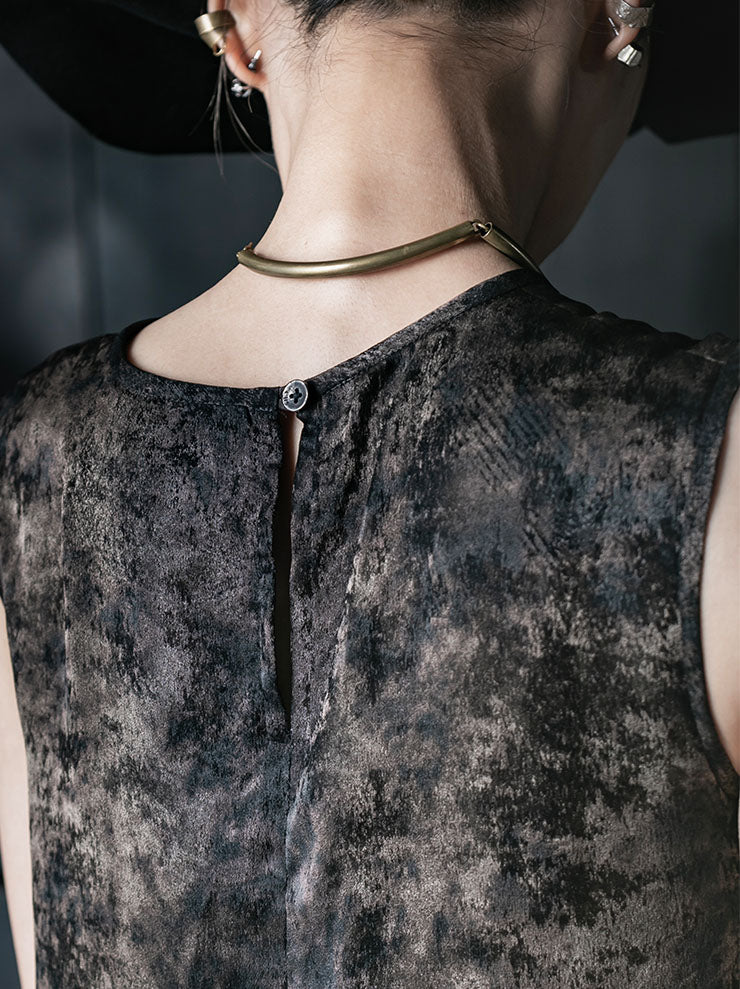 CHIAHUNG SU<br>WOMENS HAND DYED WATERED GAUZE STRAPPING DRESS / WATERED GAUZE