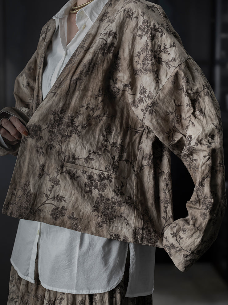 UMA WANG <br>WOMENS フラワープリントジャケット / DIRTY WHITE × GREY