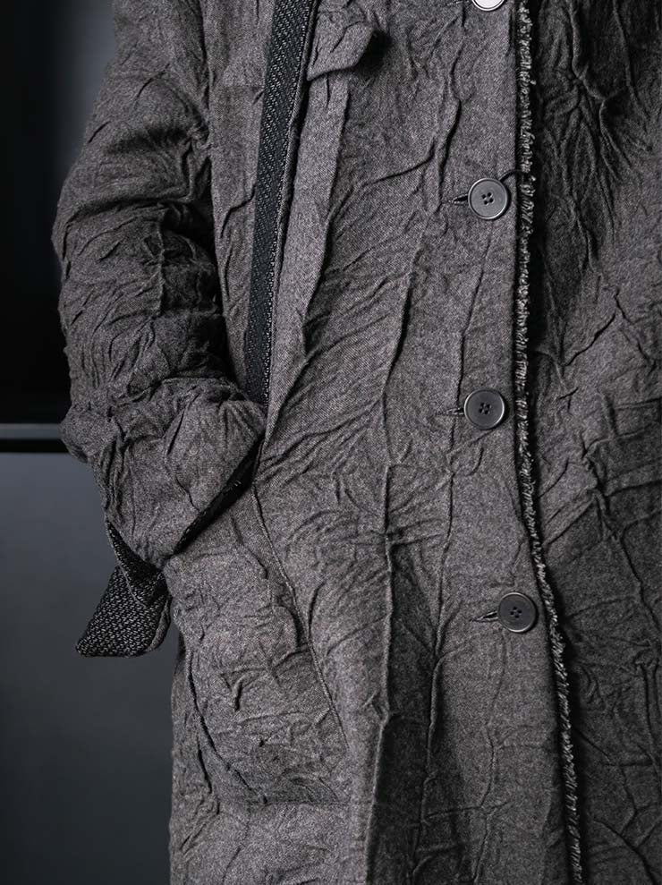 K'ANG<br>UNISEX OVERSIZE DETACHBLE HOOD REVERSIBLE COAT / OFF BLACK + BROWN