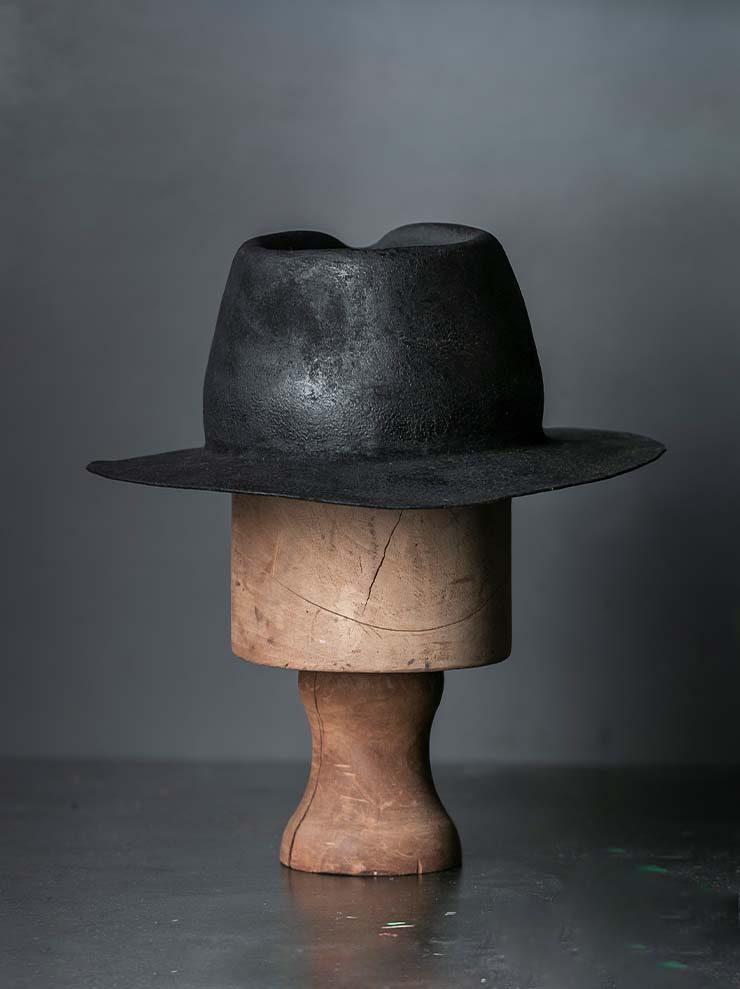 HORISAKI<br> Rabbit fur felt hard burnt hat RHB006 / BLACK