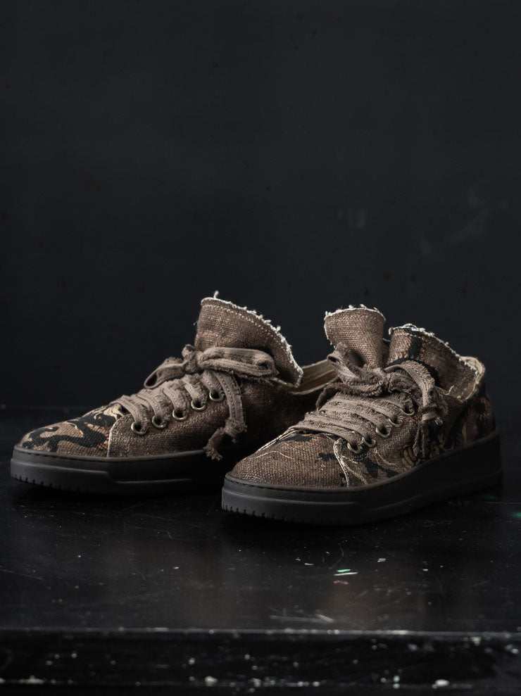 UMA WANG<br> WOMENS printed low-cut sneakers / ROSE × BLACK