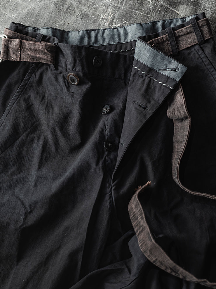 ATELIER SUPPAN<br> MENS COTTON FRONT CROSSED TROUSERS