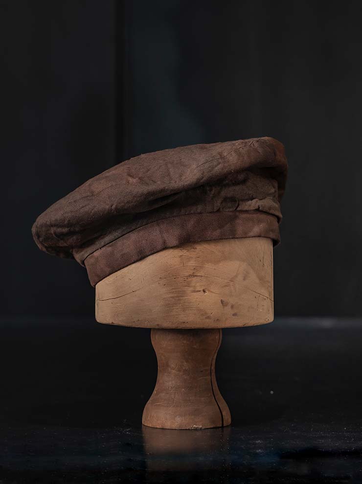 HORISAKI<br> ONE OF A KIND COLLECTION Cotton Linen Beret OOAK24 NO. 11 / BROWN