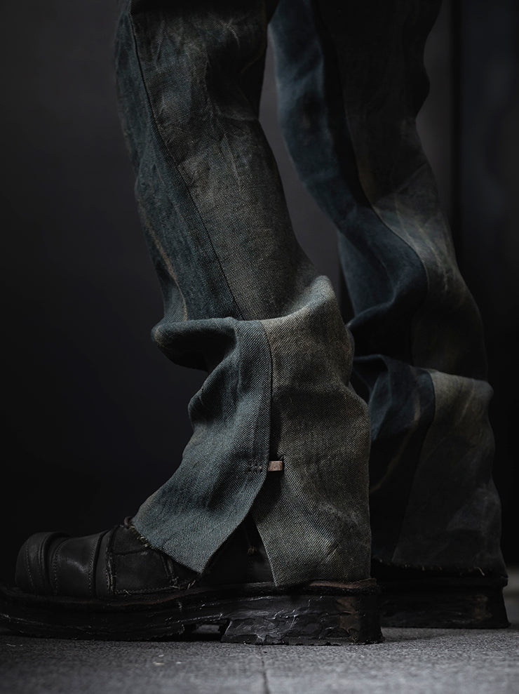 K’ANG <br>Men’s purgatory shadow-dyed trousers with 925 silver hook closer / SHADOW