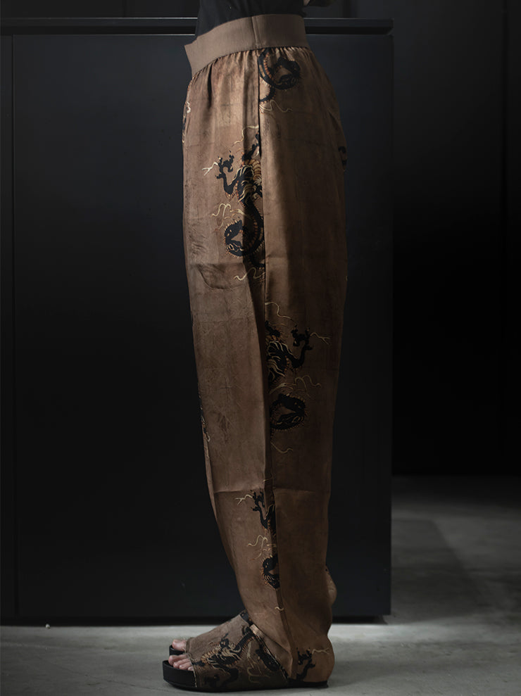 UMA WANG<br> WOMENS printed trousers / ROSE × BLACK