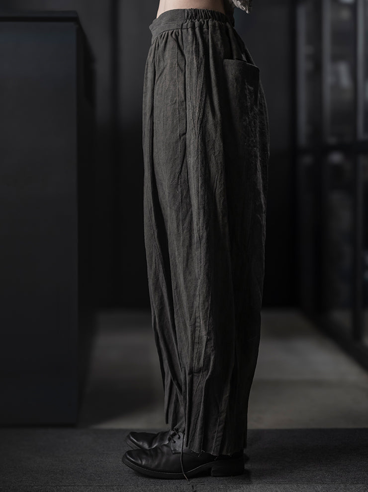 CHIAHUNG-SU<br>UNISEX HAND DYED PLEATED WIDE TROUSER / UNEVEN GREY