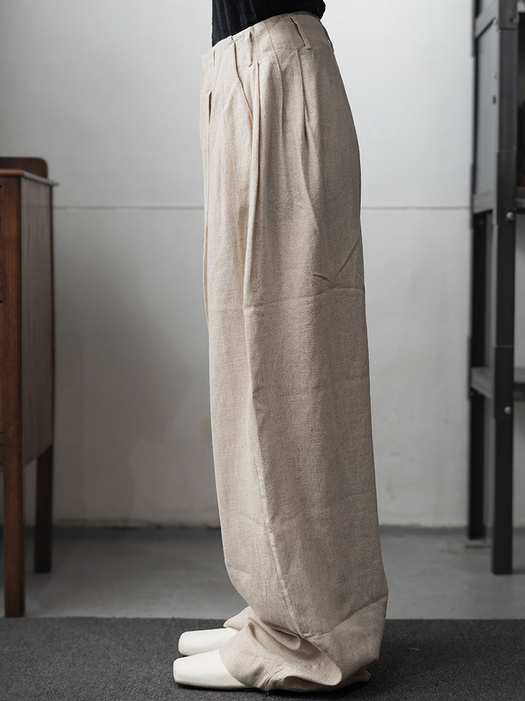 KINYAN LAM<br>UNISEX リラックスプリーツトラウザー / RAW WHITE