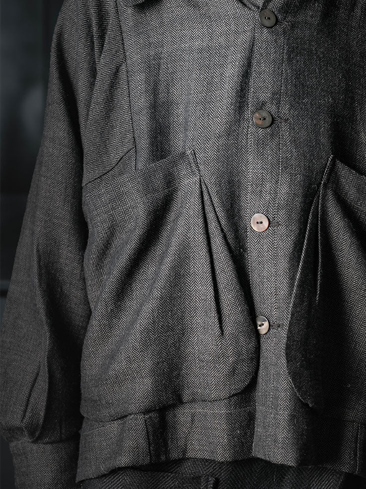 GATHERING<br>UNISEX FARMER JACKET / BLACK AND GREY