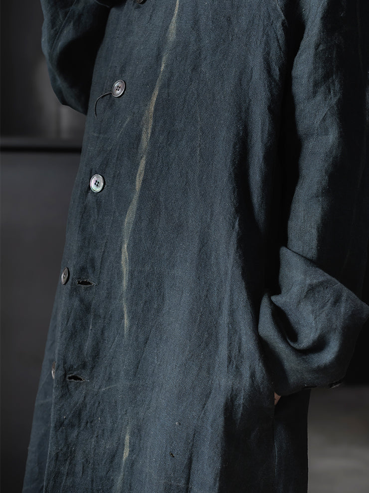 K’ANG <br>Unisex relaxed-fit dust coat with 925 silver closer / SHADOW