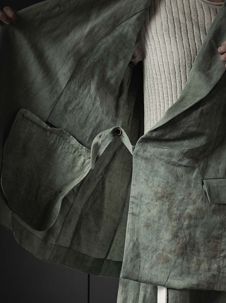 UMA WANG<br> WOMENS LINEN COTTON JACKET / VENICE BLUE