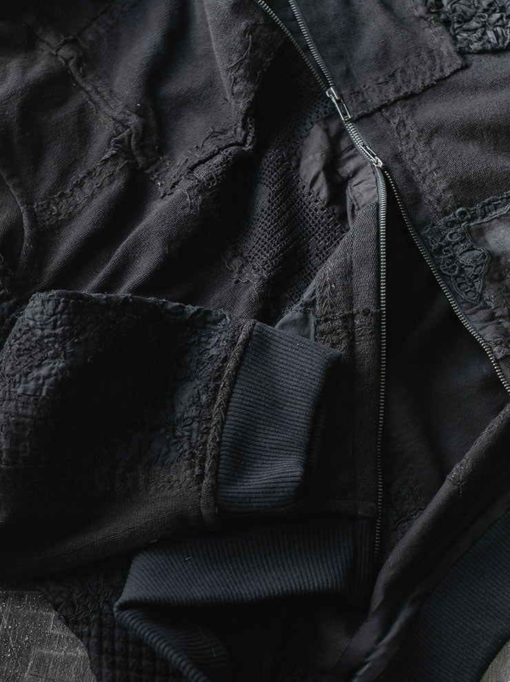 By Walid<br> UNISEX ZIP UP HOODIE / BLACK / SIZE M