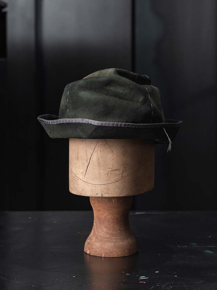 HORISAKI<br> ONE OF A KIND COLLECTION Rabbit Fur Felt Hat OOAK24 NO.120 / GREEN