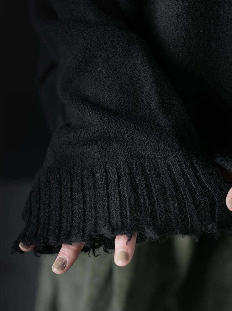 UMA WANG<br> WOMENS CASHMERE LONG SLEEVE KNIT / BLACK