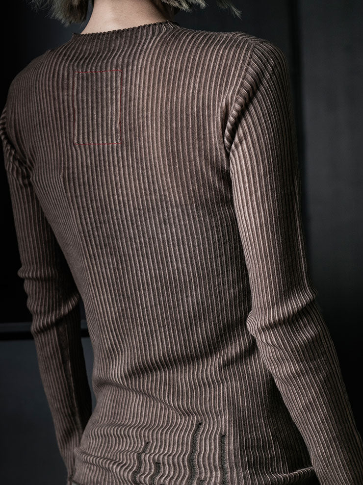 UMA WANG<br>WOMENS LONG SLEEVE TOP / BROWN