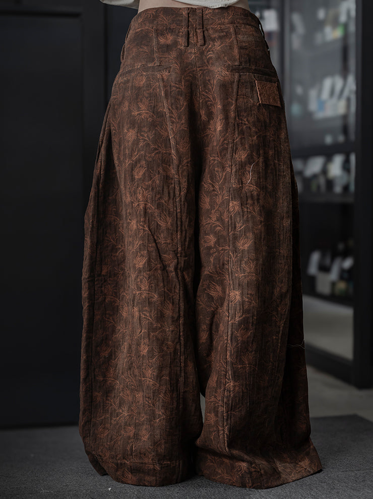 KINYAN LAM<br> WOMENS Natural Dye Jacquard Balloon Trousers / BROWN