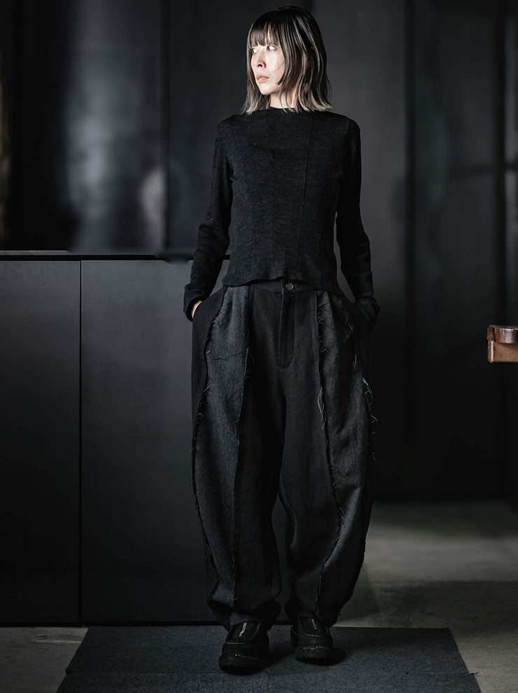 CHIAHUNG SU<br>WOMENS HAND DYED & KNITTING PATCH-WORK TOPS / DYED BLACK