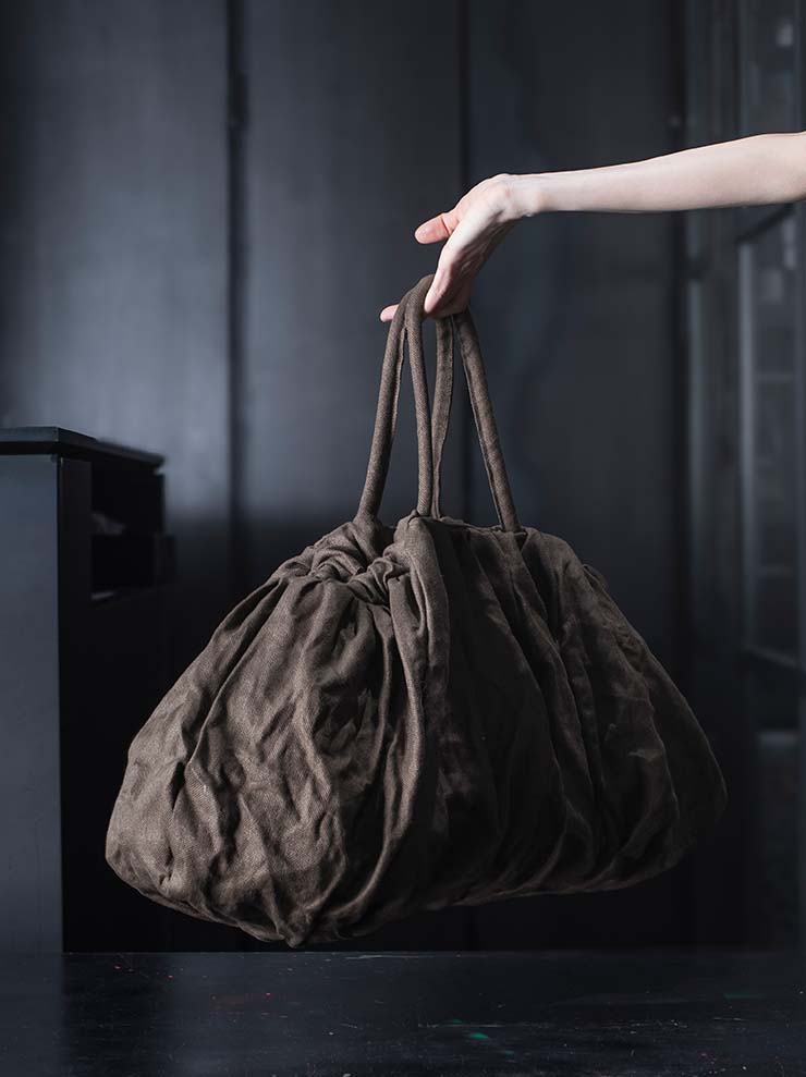 TUFORÉE<br> Linen bag / GAT LARGE / DARK BROWN