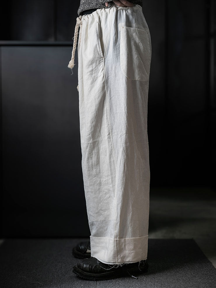 MONAD<br> Lewis Relaxed wide leg Drawcord Pant / Natural/Undyed