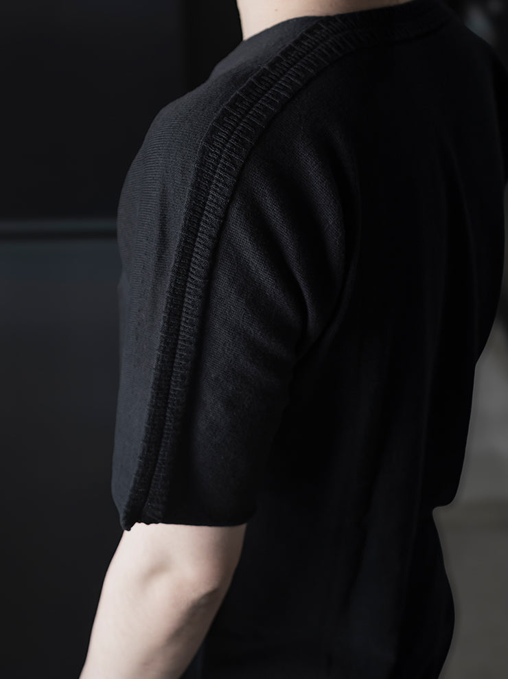 ISAAC SELLAM EXPERIENCE<br>MENS コットンニットTシャツ / NOIR