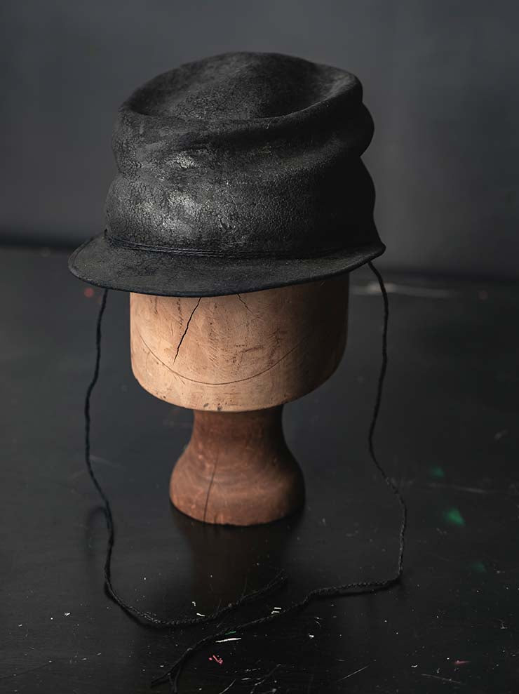 HORISAKI<br>ONE OF A KIND COLLECTION ラビットファーフェルトチンストラップ付きハット OOAK25 NO.59 / BLACK HB