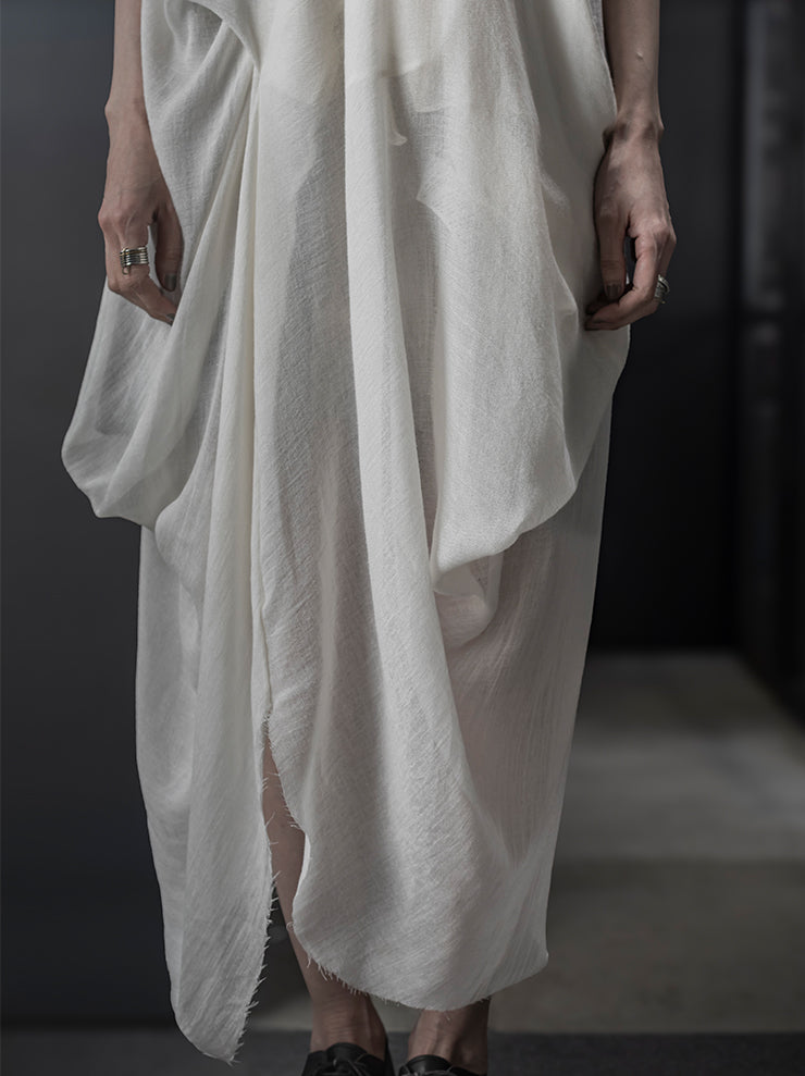CHIAHUNG-SU<br> WOMENS HAND WOVEN STRAPPING DRESS / WHITE