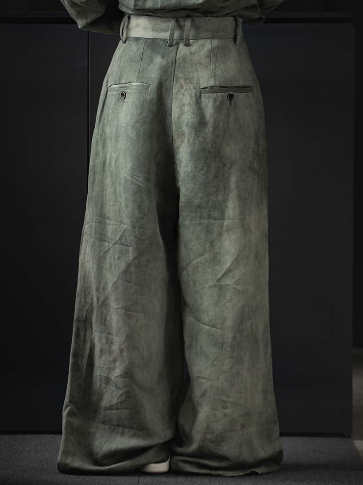 UMA WANG<br> WOMENS LINEN COTTON WIDE LEG TROUSER / VENICE BLUE