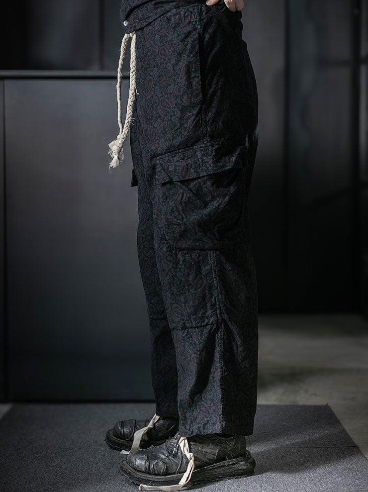 MONAD<br> Simmons Cargo Drawcord Pant / Black Overdye