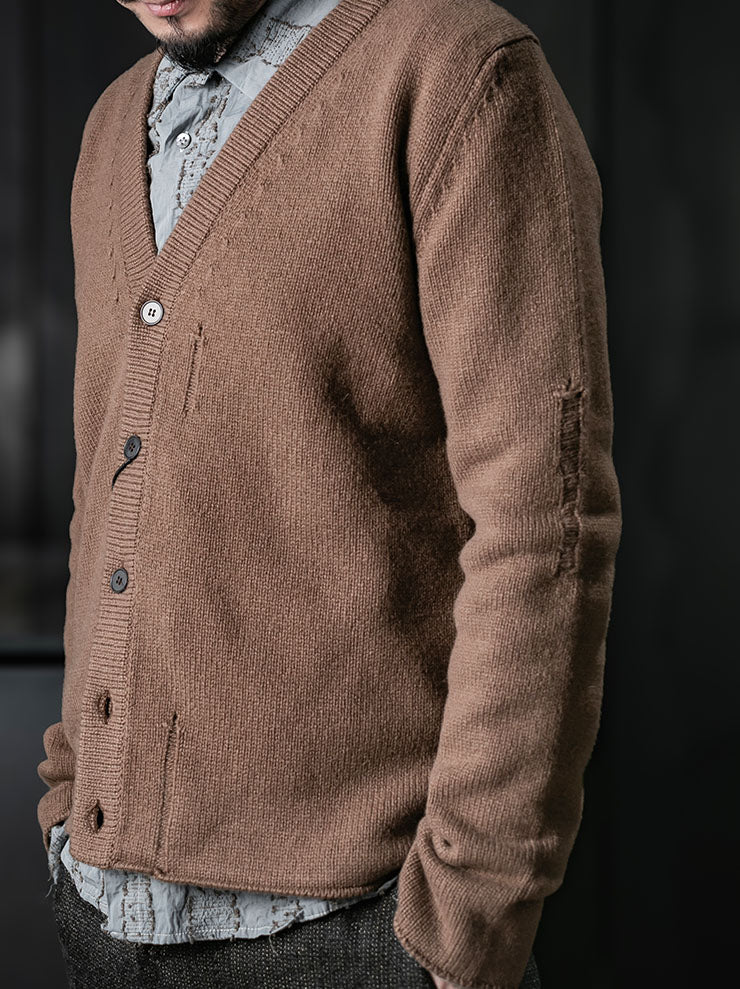 K'ANG<br>UNISEX V-NECK NO-SEAM CARDIGAN / BROWN