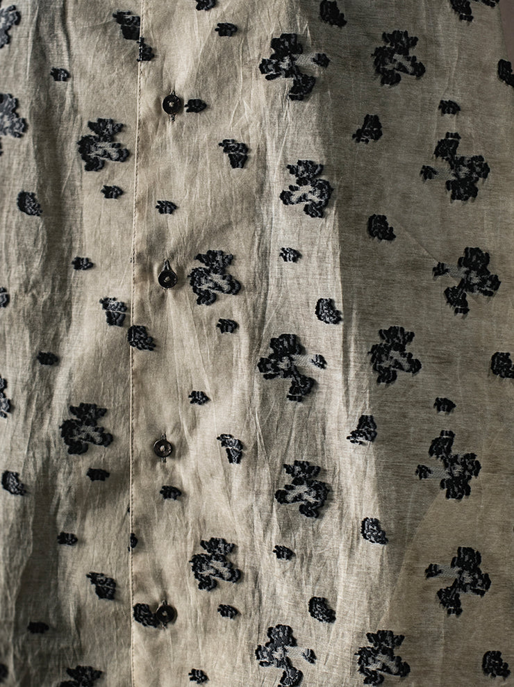 CHIAHUNG SU<br>RELAXED-FIT SLEEVELESS HAND WOVEN ELONGATE SHIRT / FLORAL