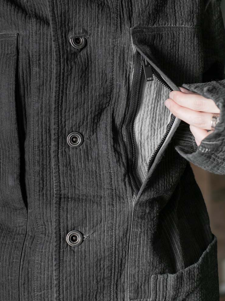 69 by ISAAC SELLAM <br>MENS Striped Work Jacket / PLOMB
