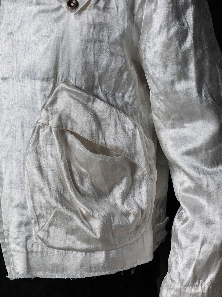 MONAD<br> Collarless Rouach Jacket / Ivory