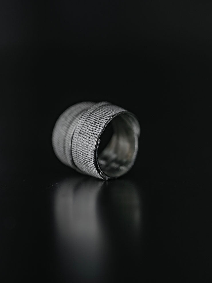 DETAJ<br> 2-BANDAGE SILVER RING / 2-VTGR04 / VINTAGE WHITE