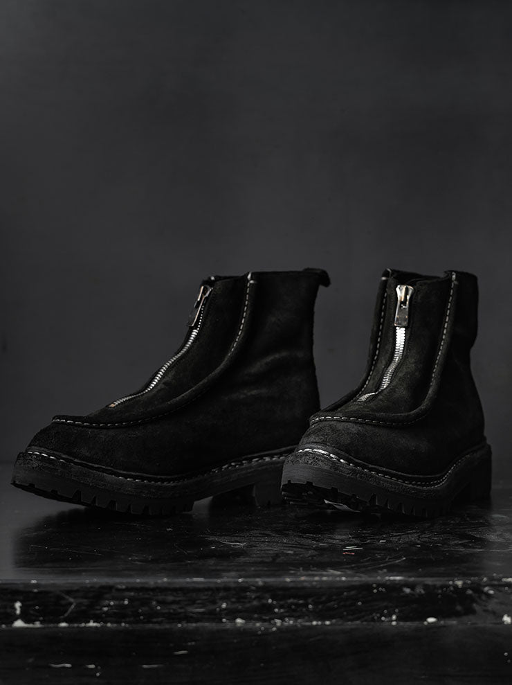 GUIDI<br> Men's Front Zip Paraboot NTP05FZ Black/Reverse Calf