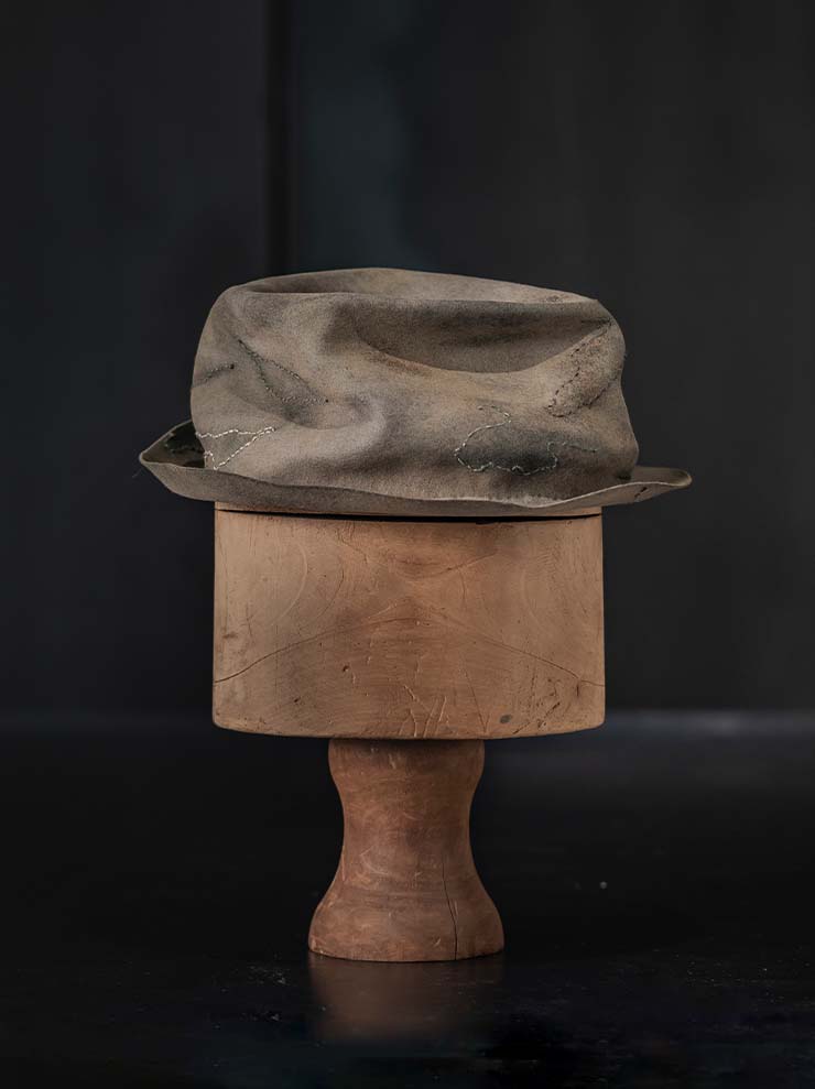 HORISAKI<br> ONE OF A KIND COLLECTION RABBIT FUR FELT HAT OOAK24 NO.30 / GREY
