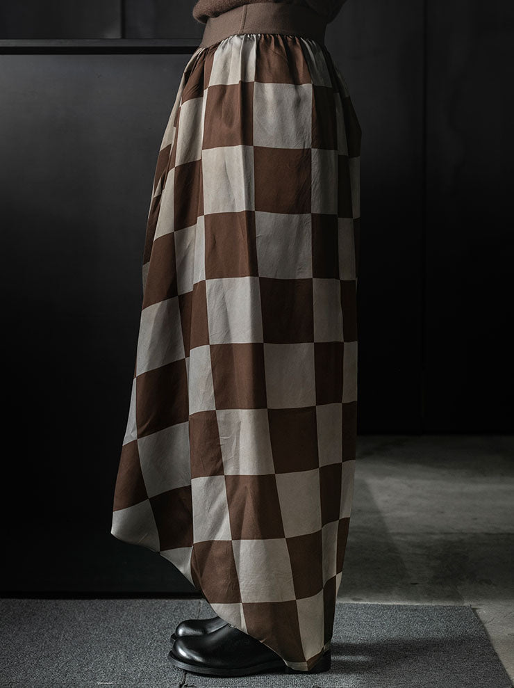 UMA WANG<br>WOMENS GROP SKIRT / MUSTARD/TAN