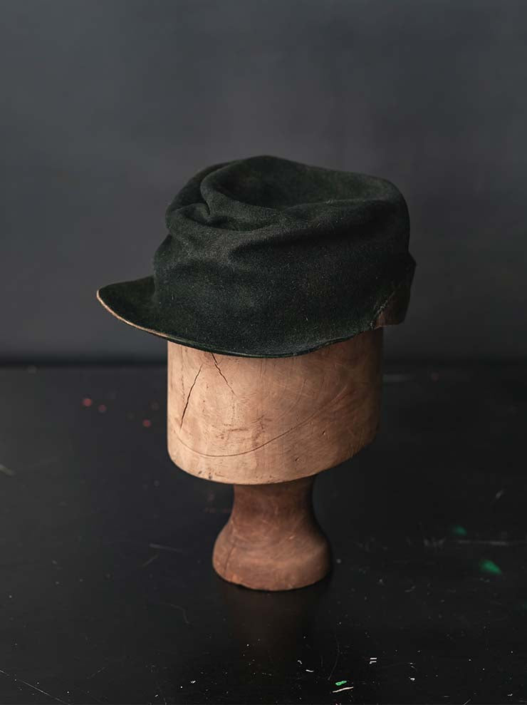HORISAKI<br>ONE OF A KIND COLLECTION ラビットファーフェルトハンドダイハット OOAK25 NO.46 / GREEN MELANGE EB