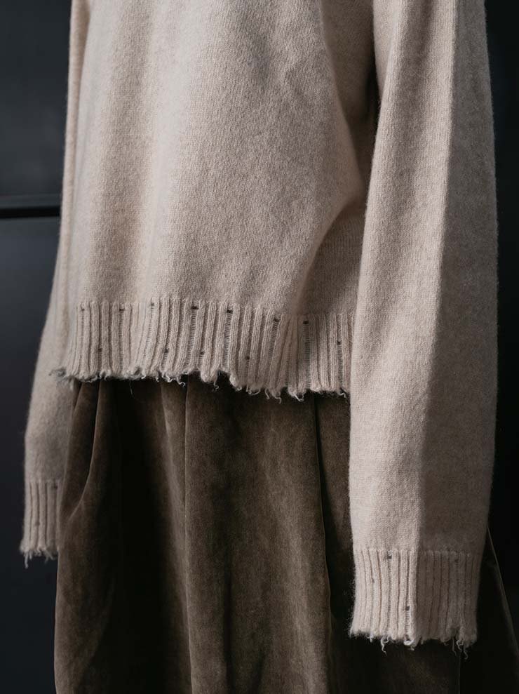 UMA WANG<br> WOMENS CACHMERE LONG SLEEVE KNIT / TAN