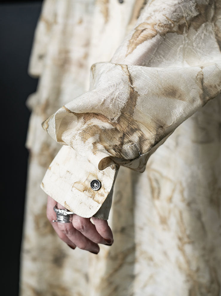 CHIAHUNG SU<br>WOMENS DYED VINTAGE FABRICS ELONGATED SHIRT