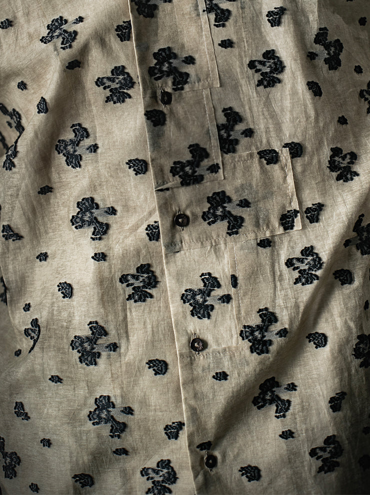 CHIAHUNG SU<br>RELAXED-FIT HAND WOVEN & DYED FLORAL PATCHED SHIRT / FLORAL