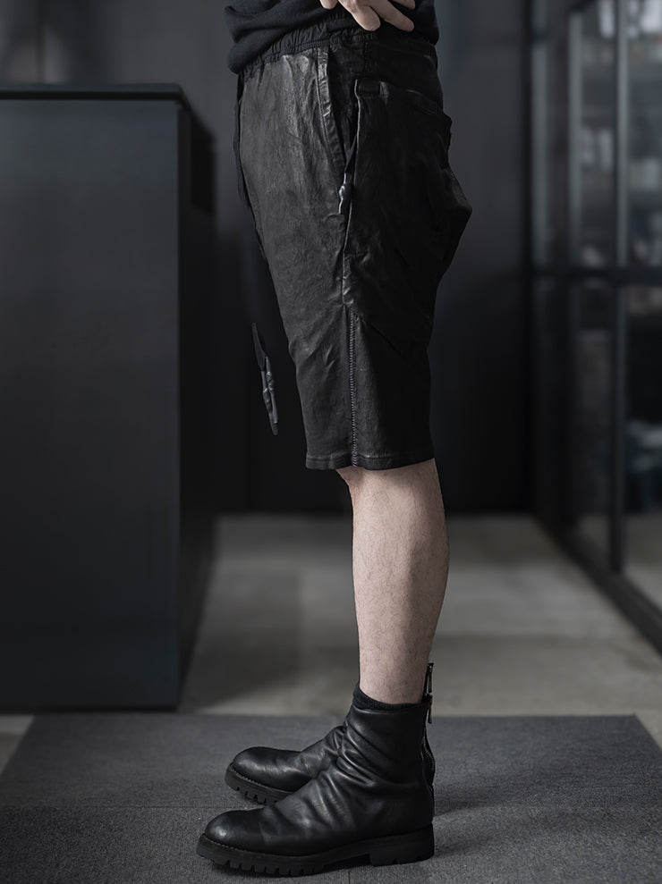 ISAAC SELLAM EXPERIENCE<br> MENS LEATHER SHORTS / NOIR