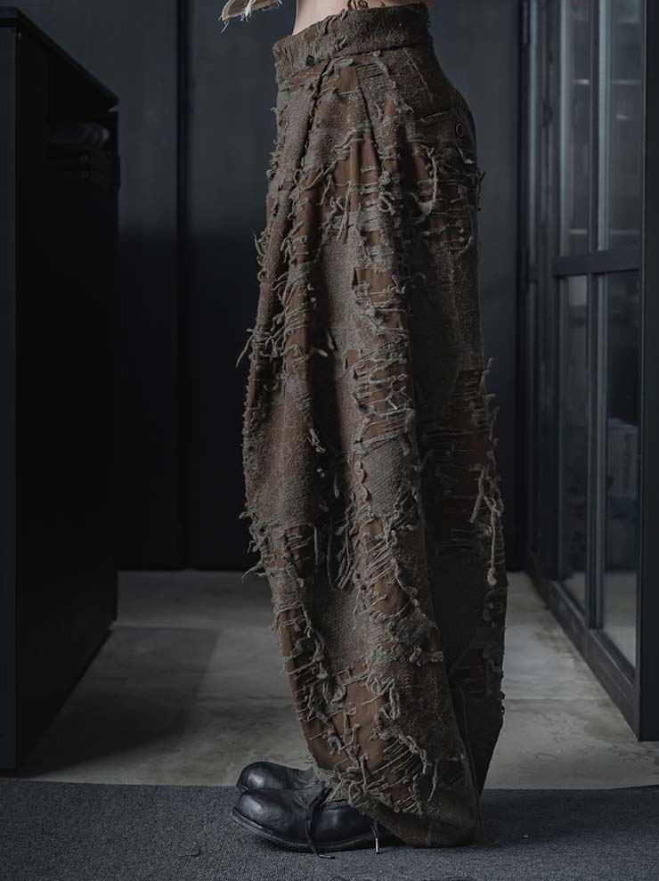 UMA WANG<br> WOMENS TROUSER / BROWN × GREY