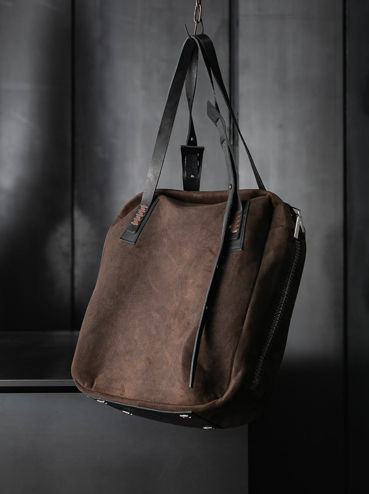 ISAAC SELLAM EXPERIENCE<br>ボンディングレザートートバッグ / SUEDE CHOCO - 24th of August Exclusive