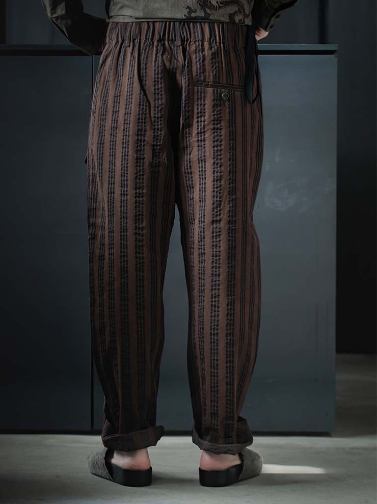 UMA WANG<br> MENS striped trousers / BROWN × BLACK