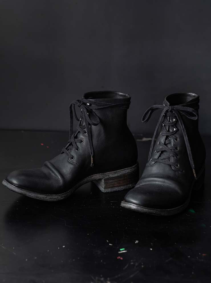 EMATYTE<br>MENS Horse Leather Culatta Object Dyed Lace-up Bootss / BLACK