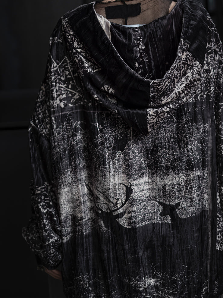 BARBARA BOLOGNA<br> WOMENS PRINTED BASIC HOODIE ZIP JACKET