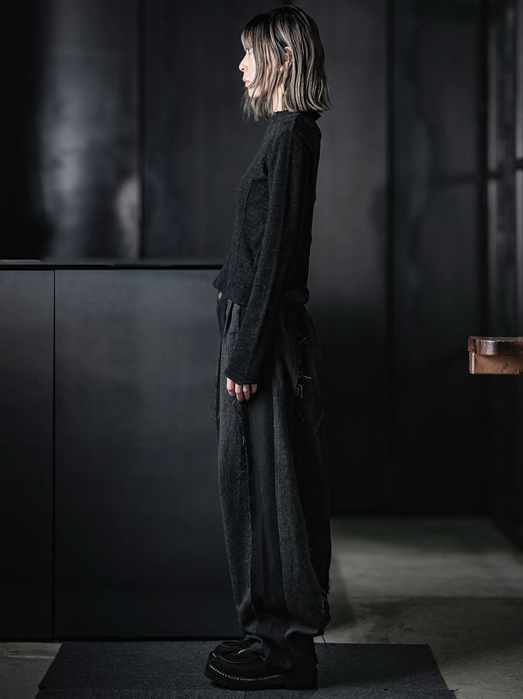 CHIAHUNG SU<br>WOMENS HAND DYED & KNITTING PATCH-WORK TOPS / DYED BLACK