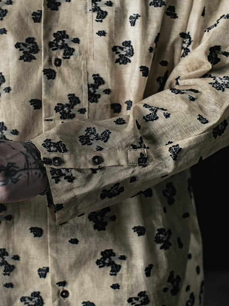 CHIAHUNG SU<br>RELAXED-FIT HAND WOVEN & DYED FLORAL PATCHED SHIRT / FLORAL