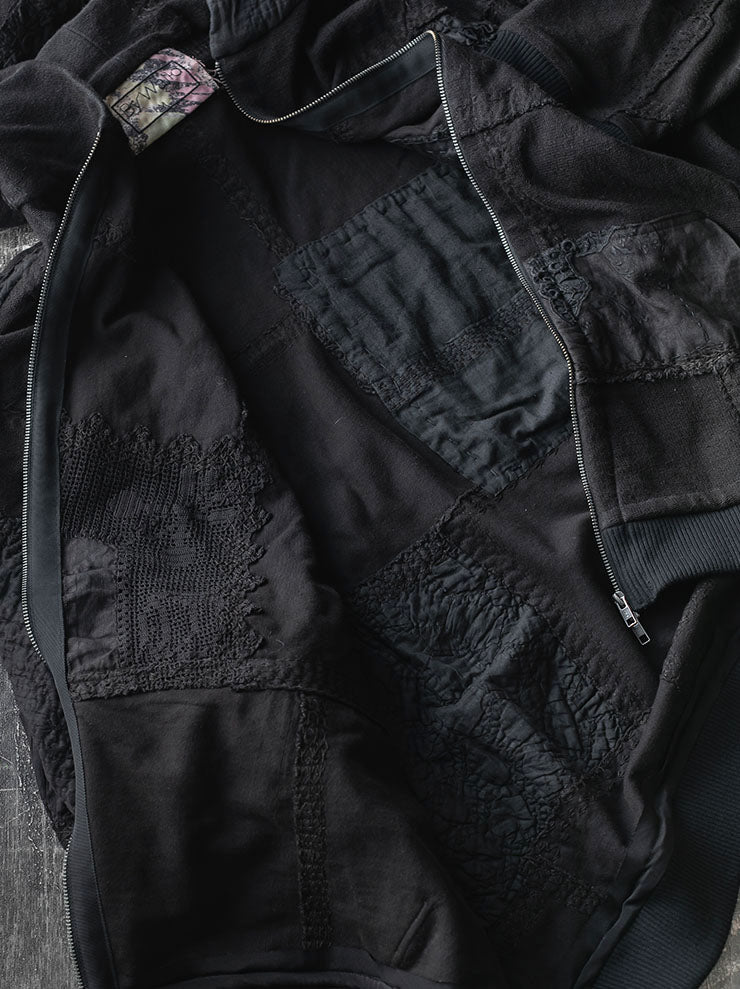 By Walid<br> UNISEX ZIP UP HOODIE / BLACK / SIZE M